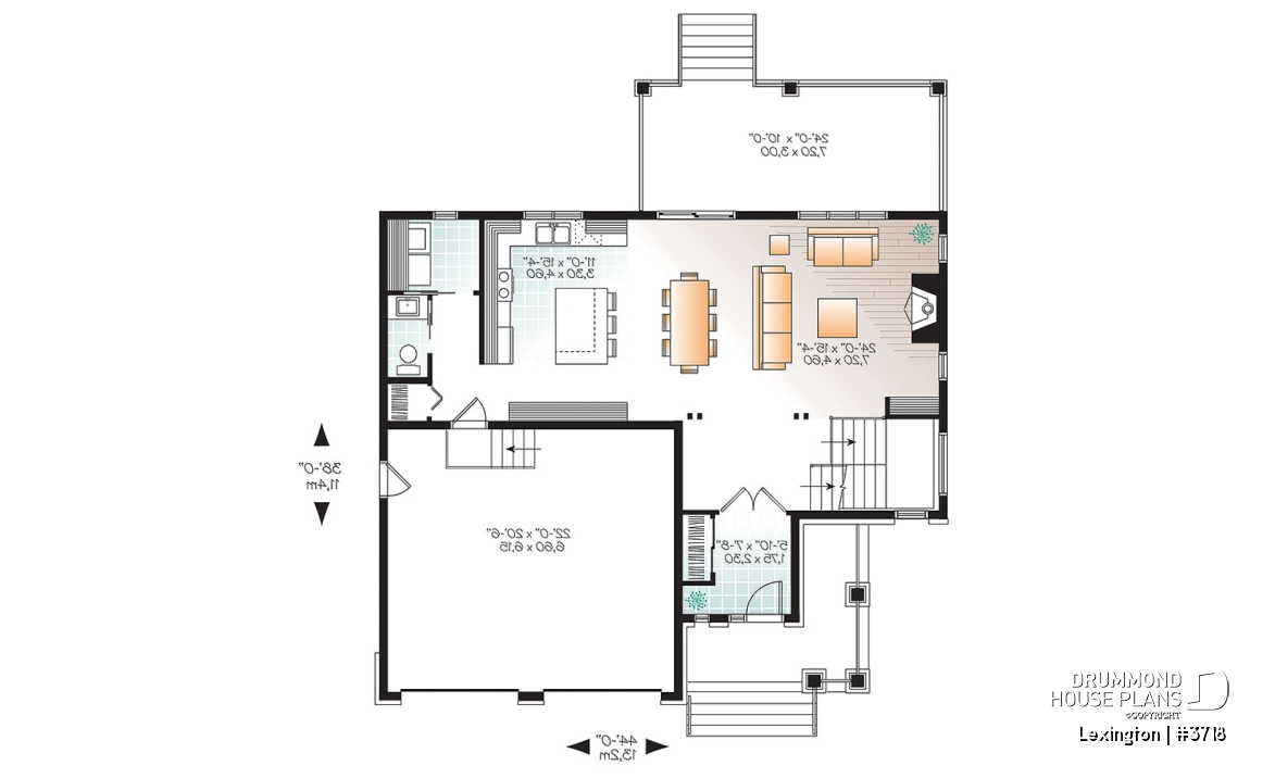 1st level - Modern Rustic home design with 4 beds, great covered terrace and open floor plan layout - Lexington
