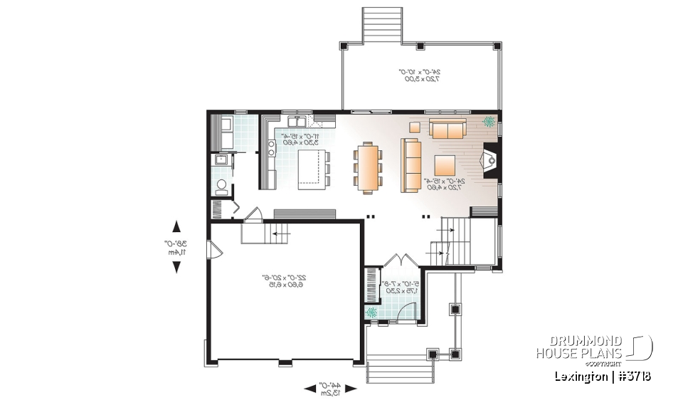 1st level - Modern Rustic home design with 4 beds, great covered terrace and open floor plan layout - Lexington