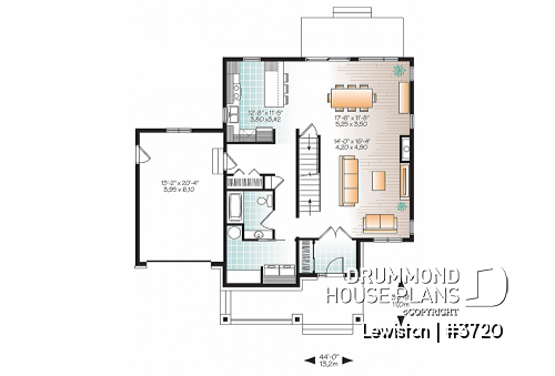 1st level - Modern 2 storey home plan with 4 bedrooms, ensuite, 3 full bathrooms, open concept - Lewiston
