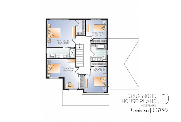 2nd level - Modern 2 storey home plan with 4 bedrooms, ensuite, 3 full bathrooms, open concept - Lewiston