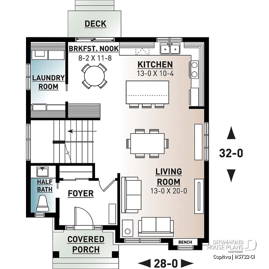 House plan 3 bedrooms, 1.5 bathrooms, 3722-CI | Drummond House Plans