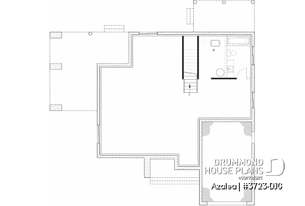 Unfinished basement (Optional $) of house plan 3723-DJG Unfinished basement (Optional $) - 3 to 4 bedroom Modern Scandinavian house, master w/ private balcony, covered deck, den on main floor - Azalea