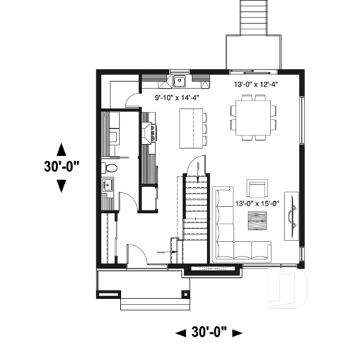 1st level - Modern two-storey house design, spacious floor plan, superb kitchen with island and pantry, 3 good size beds - Bellechasse