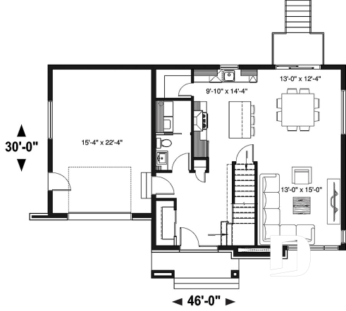 1st level - Modern floor plans, 3 to 4 bedrooms, garage, open concept, pantry, kitchen island, finished daylight basement - Bellechasse 2