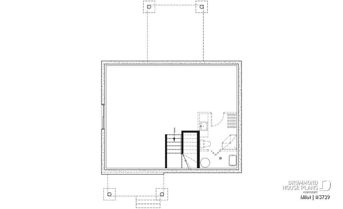 Basement - 2-story contemporary home, 3 bedroom and 1.5 baths, mud room, economical to build, open concept floor plan - Milot
