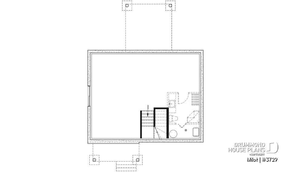 Basement - 2-story contemporary home, 3 bedroom and 1.5 baths, mud room, economical to build, open concept floor plan - Milot