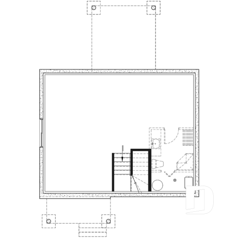 Basement - 2-story contemporary home, 3 bedroom and 1.5 baths, mud room, economical to build, open concept floor plan - Milot