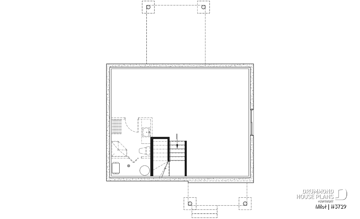 Basement - 2-story contemporary home, 3 bedroom and 1.5 baths, mud room, economical to build, open concept floor plan - Milot