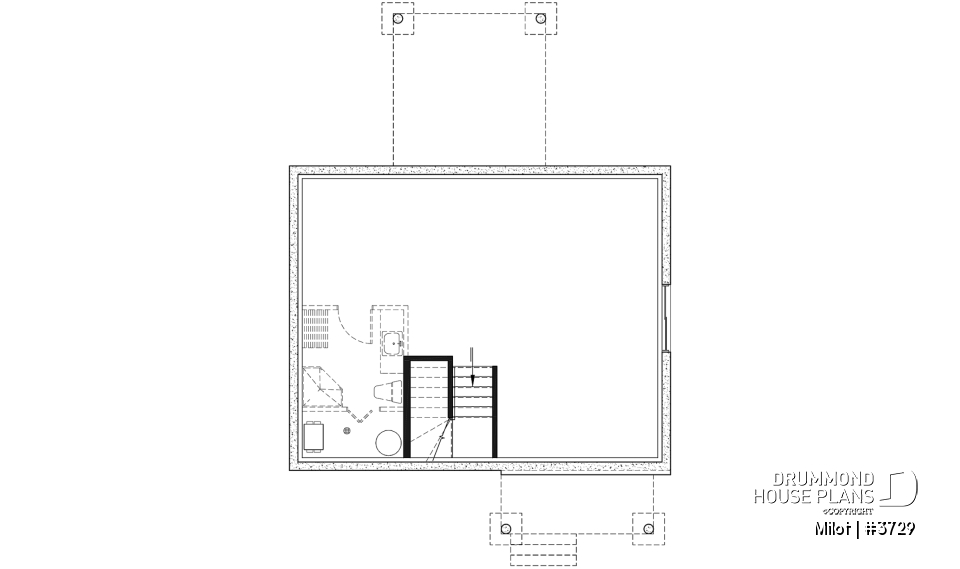 Basement - 2-story contemporary home, 3 bedroom and 1.5 baths, mud room, economical to build, open concept floor plan - Milot
