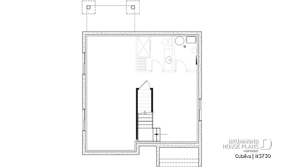 Basement - Small and compact 2 story modern home plan, 3 bedrooms, laundry on second floor, large pantry - Cubika