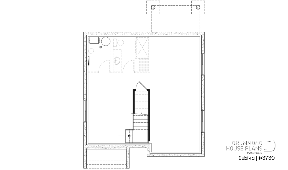 Basement - Small and compact 2 story modern home plan, 3 bedrooms, laundry on second floor, large pantry - Cubika