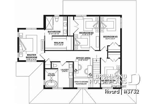 2nd level - Farmhouse home plan with wrap around porch, 4 bedrooms, 2.5 baths, game room, den - Rivard