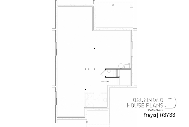 Unfinished basement of house plan 3733 Unfinished basement - Minimalist Scandinavian style home with lots of amenities! 4 beds + office and more! - Freya