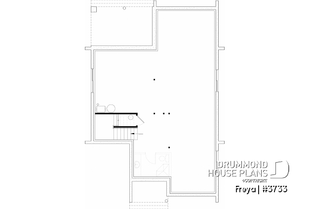 Unfinished basement of house plan 3733 Unfinished basement - Minimalist Scandinavian style home with lots of amenities! 4 beds + office and more! - Freya
