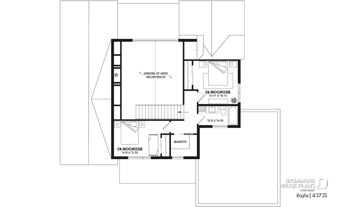 2nd level - Classic style home plan with master suite on main floor, total 3 beds + home office - Kayla