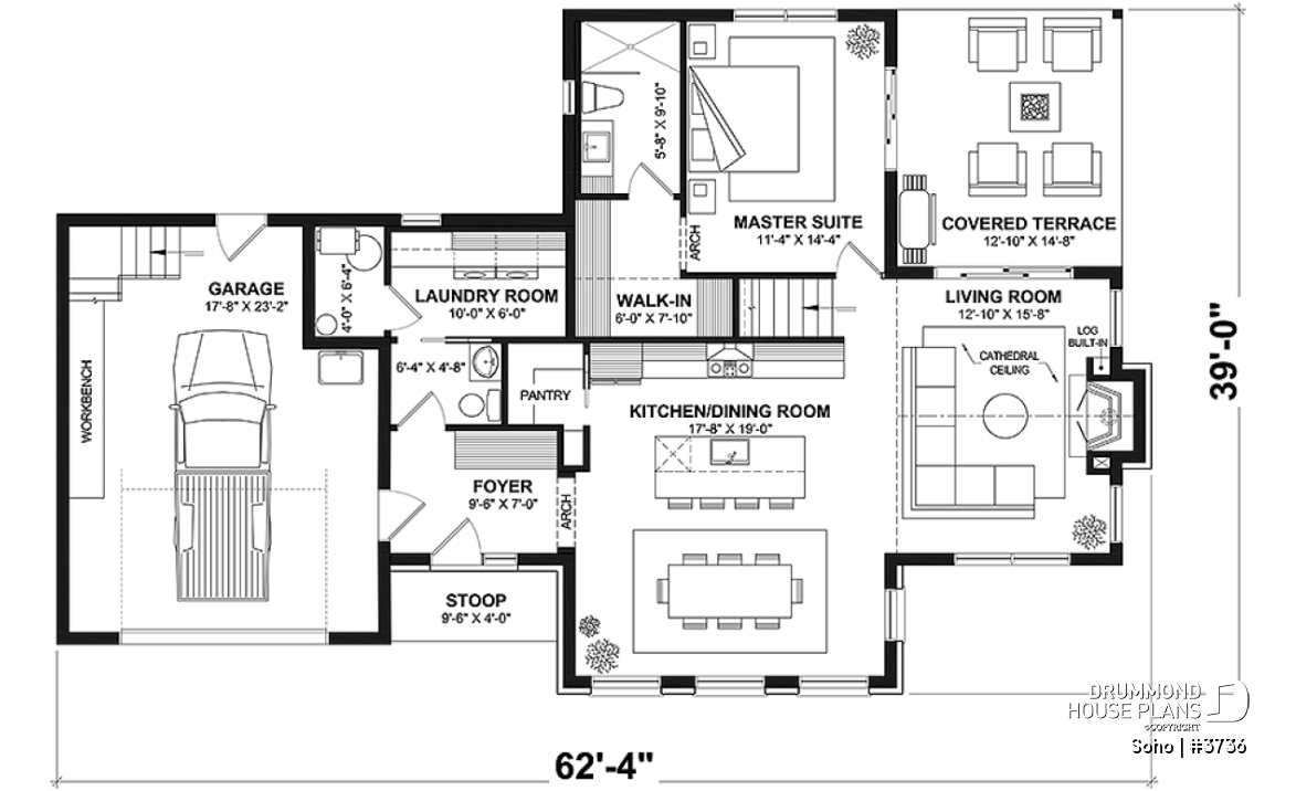 1st level - Transitional style home with master suite on main floor, home office and open floor plan - Soho