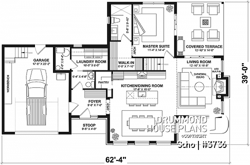 1st level - Transitional style home with master suite on main floor, home office and open floor plan - Soho