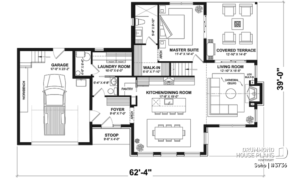 1st level - Transitional style home with master suite on main floor, home office and open floor plan - Soho