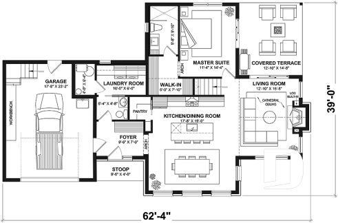 1st level - Transitional style home with master suite on main floor, home office and open floor plan - Soho