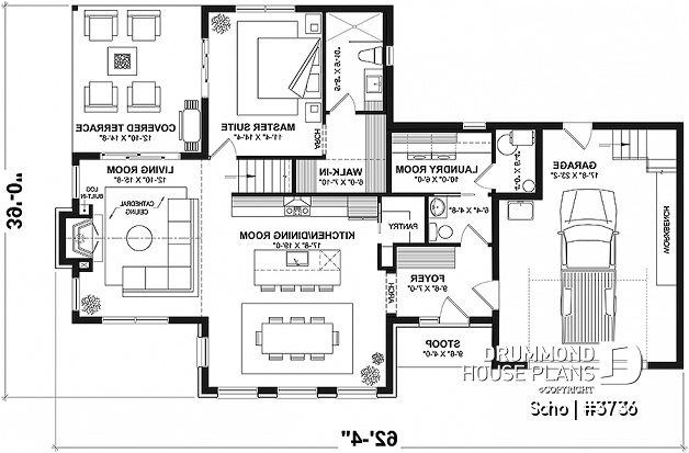 1st level - Transitional style home with master suite on main floor, home office and open floor plan - Soho