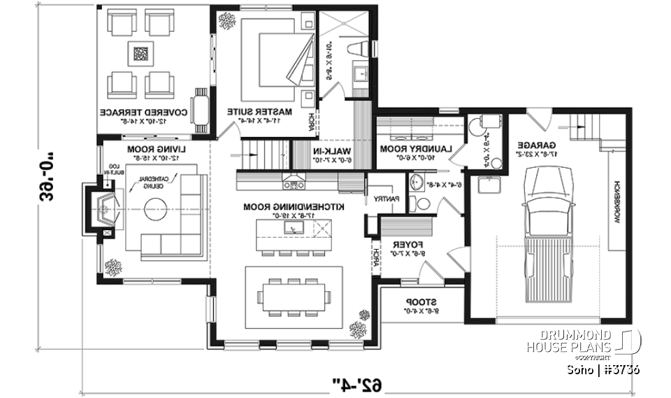 1st level - Transitional style home with master suite on main floor, home office and open floor plan - Soho