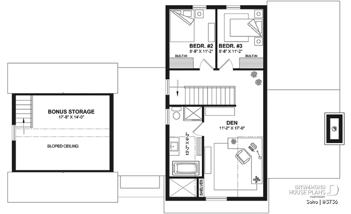 2nd level - Transitional style home with master suite on main floor, home office and open floor plan - Soho