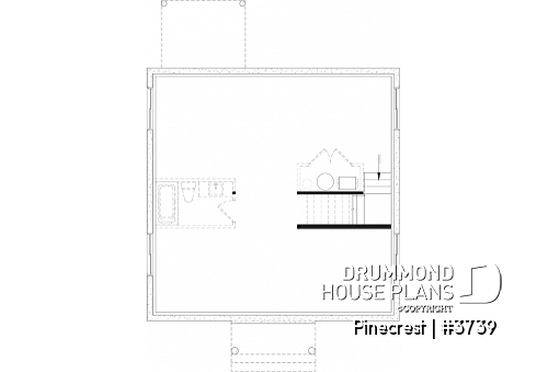 Unfinished basement - Economical Rustic Modern 2-story house plan offering 3 bedrooms, office, large walk-in coat closet and pantry - Pinecrest