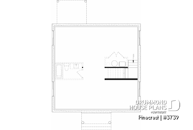 Unfinished basement - Economical Rustic Modern 2-story house plan offering 3 bedrooms, office, large walk-in coat closet and pantry - Pinecrest