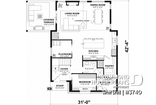 1st level - Two-story Classic style home, open area and games room on the ground floor, 3 bedrooms - Whitehill