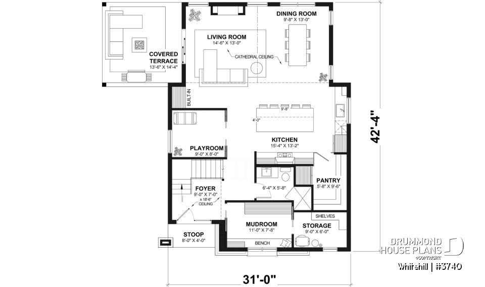 1st level - Slab foundation - Two-story Classic style home, open area and games room on the ground floor, 3 bedrooms - Whitehill