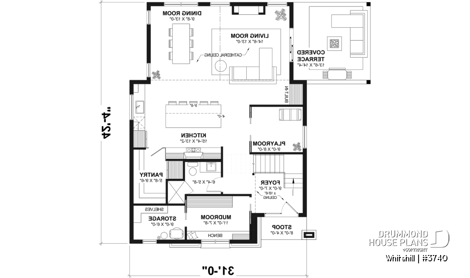 1st level - Slab foundation - Two-story Classic style home, open area and games room on the ground floor, 3 bedrooms - Whitehill