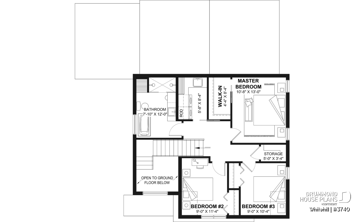 2nd level - Two-story Classic style home, open area and games room on the ground floor, 3 bedrooms - Whitehill