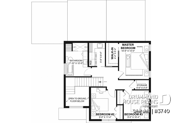 2nd level - Two-story Classic style home, open area and games room on the ground floor, 3 bedrooms - Whitehill