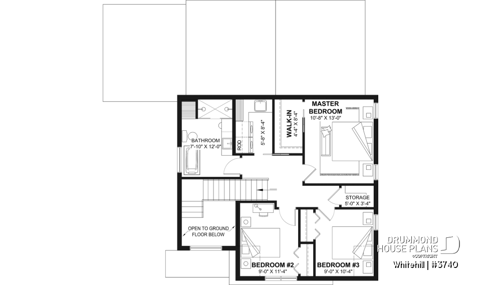 2nd level - Two-story Classic style home, open area and games room on the ground floor, 3 bedrooms - Whitehill