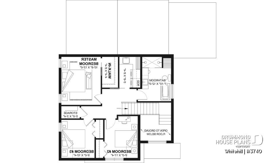 2nd level - Two-story Classic style home, open area and games room on the ground floor, 3 bedrooms - Whitehill