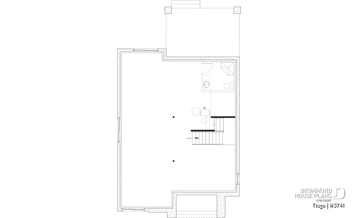 Unfinished basement - Modern house plan 3 to 5 bedrooms, office, 2.5 baths, master suite upstairs, optional finished basement ($) - Tiago