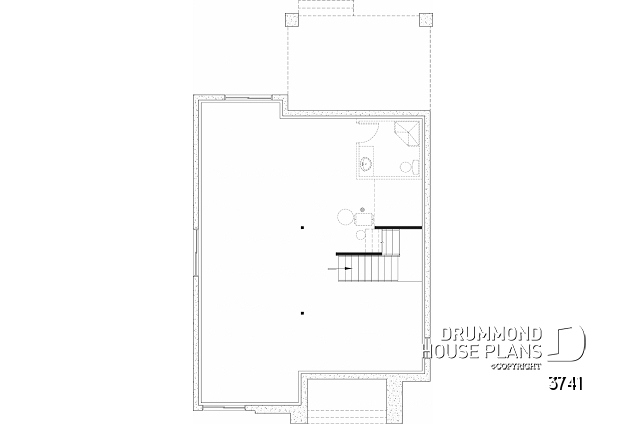 Unfinished basement - Modern house plan 3 to 5 bedrooms, office, 2.5 baths, master suite upstairs, optional finished basement ($) - Tiago