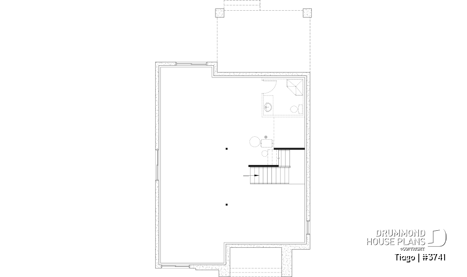 Unfinished basement - Modern house plan 3 to 5 bedrooms, office, 2.5 baths, master suite upstairs, optional finished basement ($) - Tiago