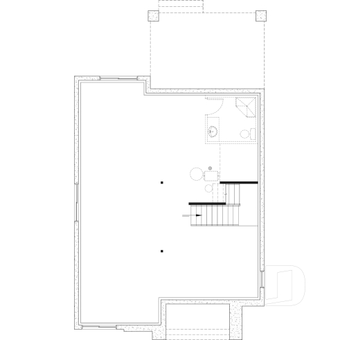 Unfinished basement - Modern house plan 3 to 5 bedrooms, office, 2.5 baths, master suite upstairs, optional finished basement ($) - Tiago