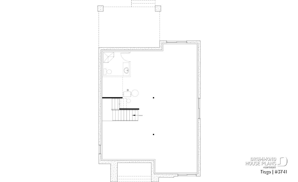 Unfinished basement - Modern house plan 3 to 5 bedrooms, office, 2.5 baths, master suite upstairs, optional finished basement ($) - Tiago