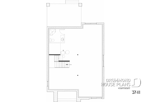 Unfinished basement - Modern house plan 3 to 5 bedrooms, office, 2.5 baths, master suite upstairs, optional finished basement ($) - Tiago