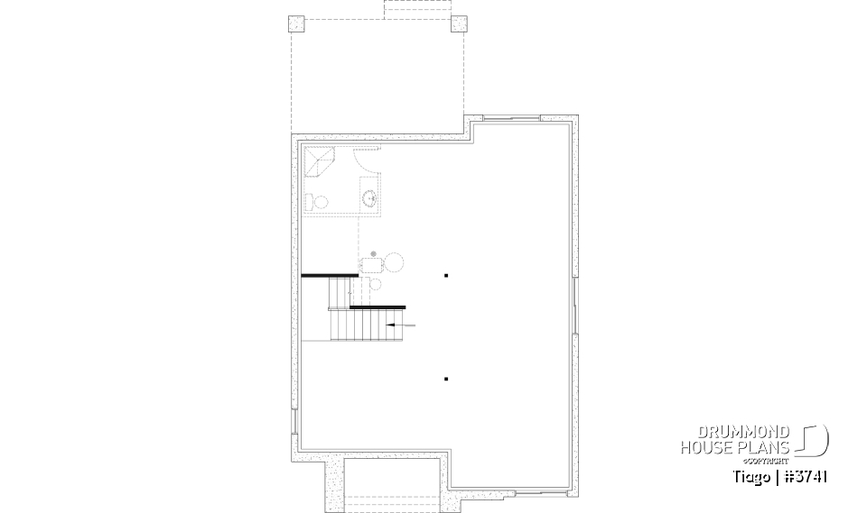 Unfinished basement - Modern house plan 3 to 5 bedrooms, office, 2.5 baths, master suite upstairs, optional finished basement ($) - Tiago