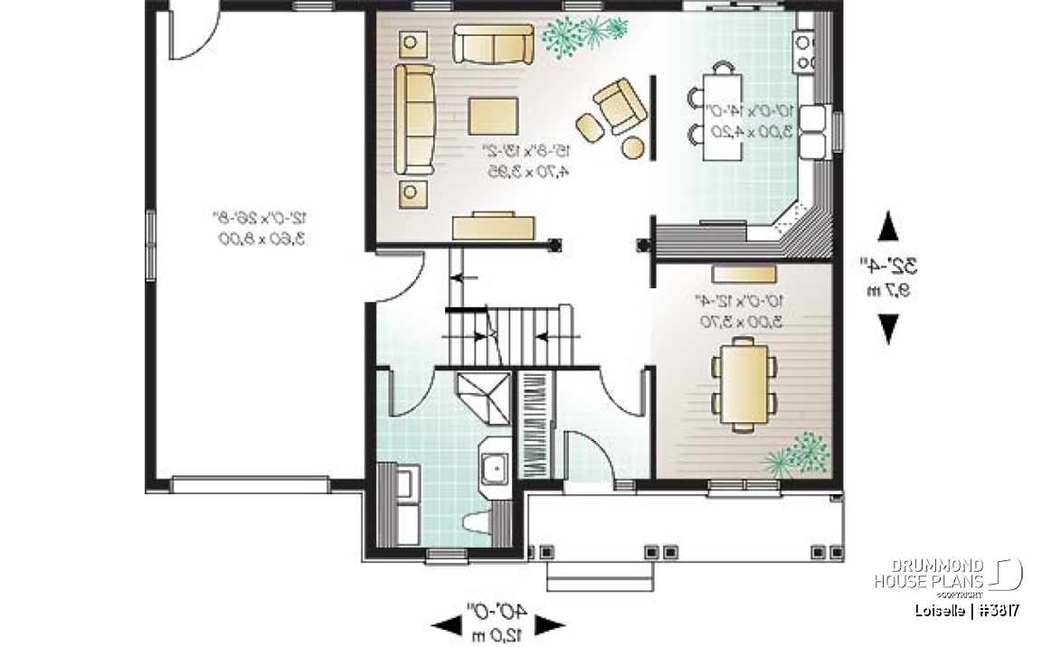 1st level - English European cottage house plan, 3 bedrooms, large master suite, laundry on main - Loiselle