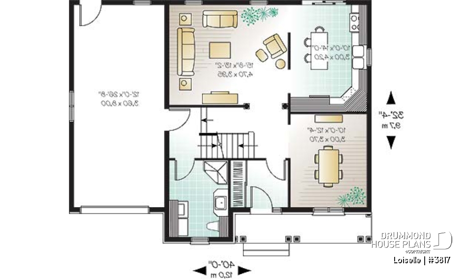 1st level - English European cottage house plan, 3 bedrooms, large master suite, laundry on main - Loiselle