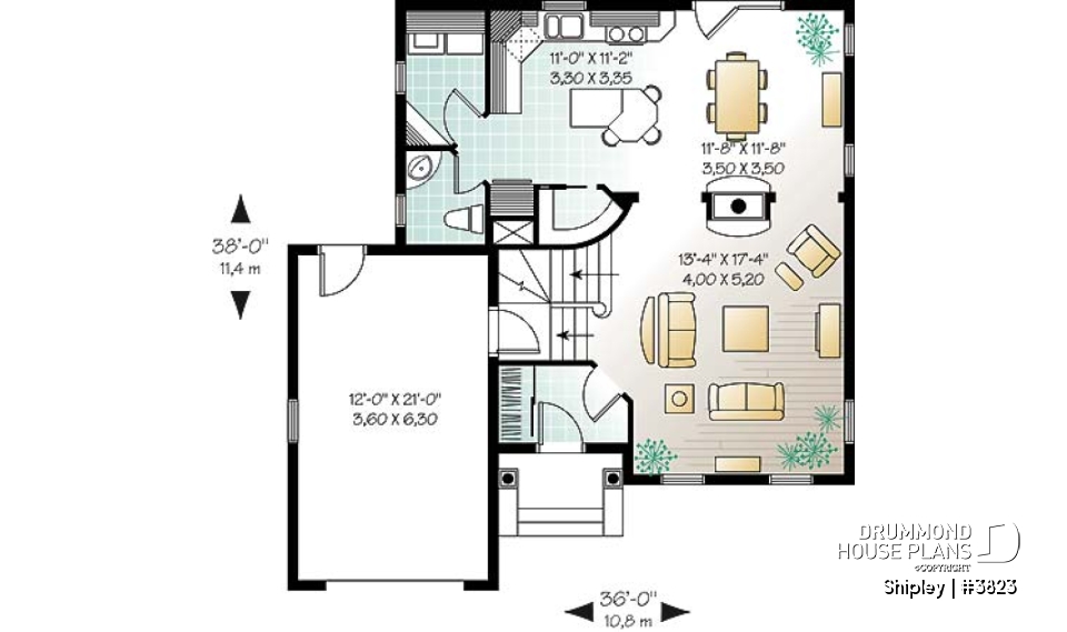 1st level - Beautiful american house plan, 3 bedrooms, see-thru fireplace, great master suite, kitchen with pantry - Shipley