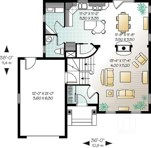 1st level - Beautiful american house plan, 3 bedrooms, see-thru fireplace, great master suite, kitchen with pantry - Shipley