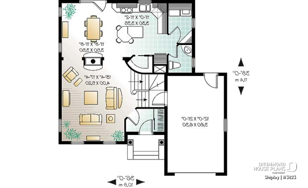 1st level - Beautiful american house plan, 3 bedrooms, see-thru fireplace, great master suite, kitchen with pantry - Shipley