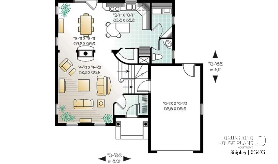 1st level - Beautiful american house plan, 3 bedrooms, see-thru fireplace, great master suite, kitchen with pantry - Shipley