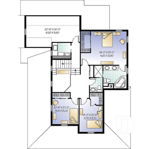 2nd level - Open floor plan, home office, 3-4 bedrooms, 2-car garage, see-thru fireplace, large bonus room - The Madeline 5