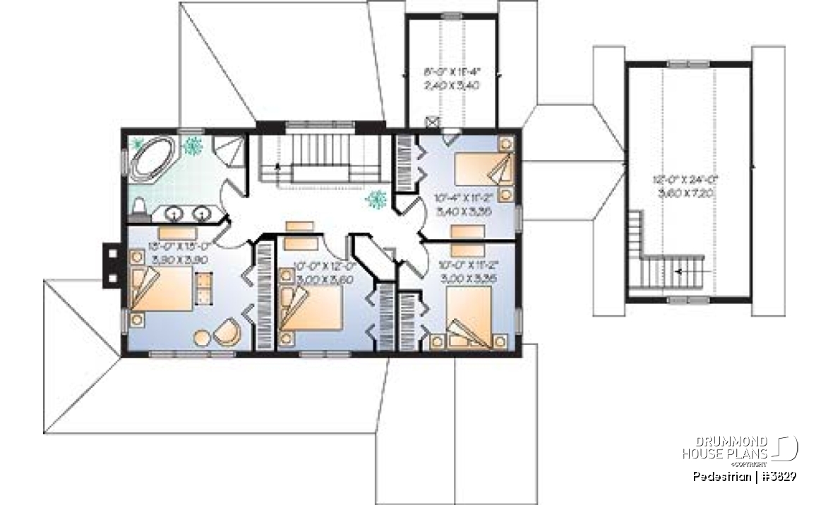 2nd level - 4 bedroom lakefront home design, open floor concept, 9' ceiling, screened in porch, 2-car garage - Pedestrian